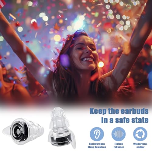 VPOUERY Ohrstöpsel Konzert, 2 Stück Loop Earplugs, Ohrenstöpsel-ohrenschutz lärmschutz geräuschunterdrückende für festival flugzeug arbeit musik motorrad musiker hörschutz Schwarz