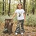 LZUBCPY Baby Girl Hunting Clothes Deer Print Short Sleeve T Shirt Jungle Camo Flared Pants Toddler Summer Bell Bottoms Outfit (White, 3-4 Years)