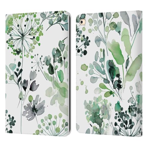 Étui cuir iPad 9.7 avec support et fentes cartes motif herbes sauvages
