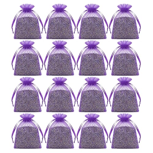 16 Pack Lavender Sachets for Drawers and Closets - 100% Natural Dried Lavender Sachets Potent Fragrance Release Purple Home Fresheners