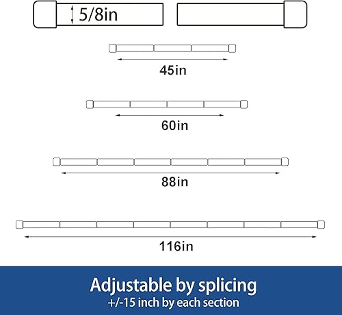 Miniatura 3 de Alskarhem Barras de cortina blancas para ventanas de 30 a 60 pulgadas, juego de barras de cortina pequeñas de 58 pulgadas con soportes