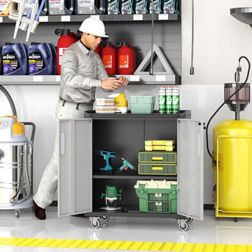 Image of Metal Storage Cabinet for Garage, Tool Cabinet, Utility Cabinet