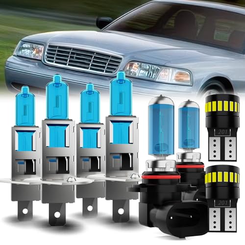 Image of Headlight Bulbs License Plate Lights Fit For Honda CR-V 2005-2006, H1 High Beam + H1 Low Beam + 9006 Fog Lights Halogen Light Bulb + License Plate Lights, 6000K White, Pack of 8