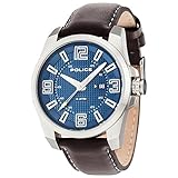 Wasserdichtigkeit: 5 bar Police Herren Analog Quarz Uhr mit Leder Armband PL14762JS.03