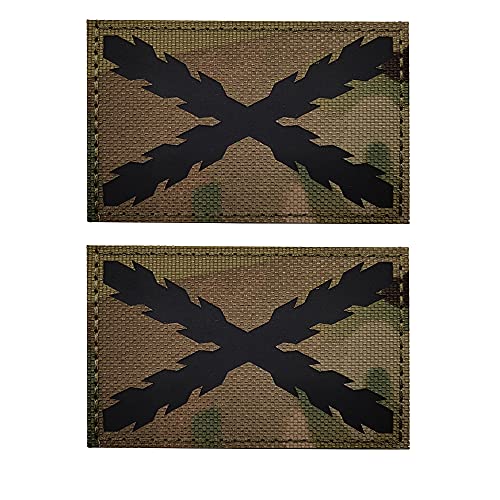 Parche reflectante infrarrojo IR Español Nacional Real Tercios Bandera de Cruz de Borgoña, bandera de España DIY Emblema Moral Tactical Militar Brazalete Insignias Decorativas Parches Apliques