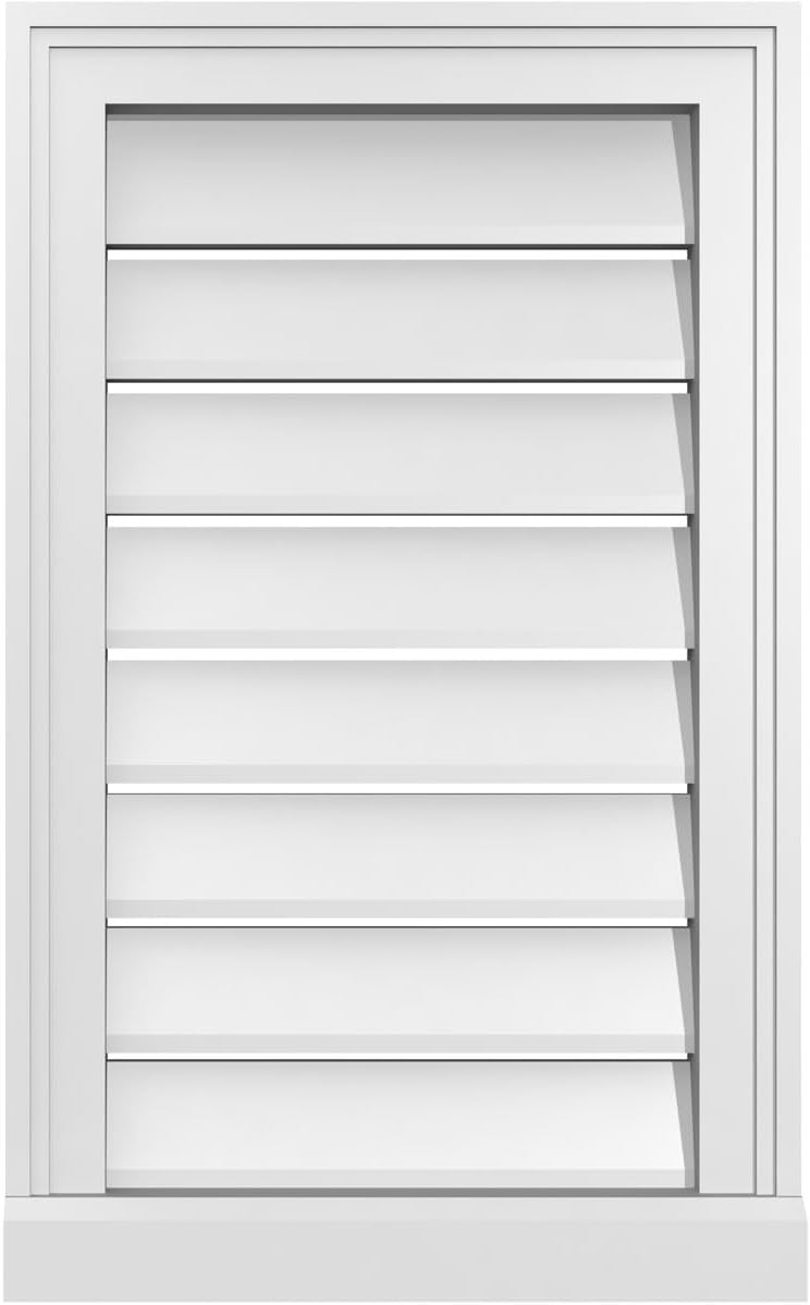 Ekena Millwork GVPVE16X2603SF Vertical Surface Mount PVC Gable Vent, Factory Primed White