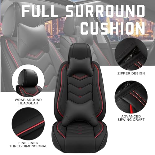 Image of CTDS Car Seat Covers for VW Tiguan 2009-2026, Stylish Sport Seat Cover, Premium Nappa Leather Car Seat Cover. Automobile Seat Covers Sets.(Luxury 5 Seats /Black)