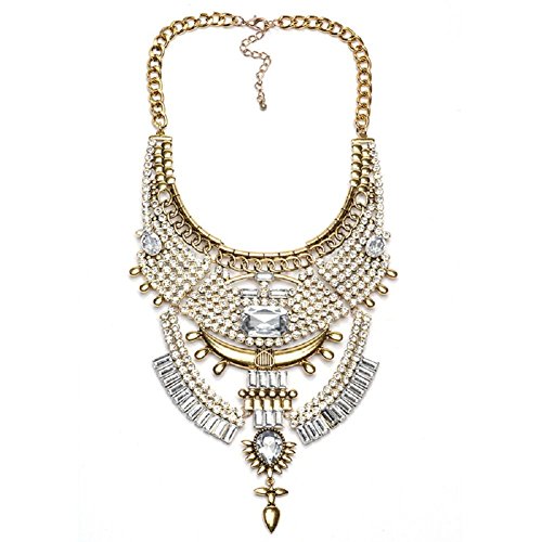 Stuffwholesale Chunky Turkish Bib Statement Necklace Marquise Pendant Choker Women Necklace Jewelry (Gold)