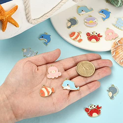 Stiesy 24Pcs 8 Styles Enamel Marine Animal Charms Pendants Ocean Creature Charms Cute Sea Animal Dangle Charms for DIY Crafts Bracelet Jewelry Making - Image 4