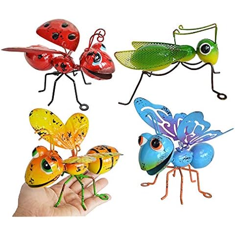 GIFTME 5 Metal Garden Sculptures Statues Yard Art Decoration,Set of 4 Garden Decor Perfect Hanging The Tree, Porch,Backyard or Patio Wall Decor Cover