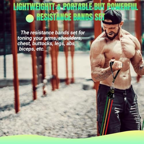 Image of Resistance Bands with Handles for Women, 5 Level Exercise Bands