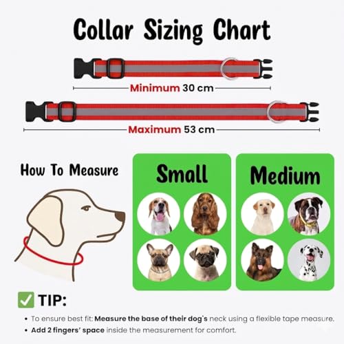 Image of BWB Premium Reflective Nylon Dog Collar (Pack of 2)-Feautures with Adjustable & Durable, Nylon Dog Belt, Heavy Metal D Ring & Strong Buckle, for Dogs (Multicolor)