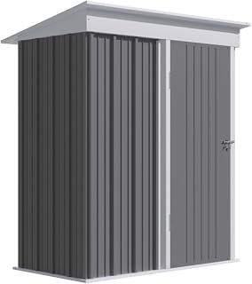 Garden Sheds Grey Outdoor Sheds Storage with Floor, Small Shed with Adjustable Shelf, Lock, for Backyard Gardens Outdoor Storage Sheds