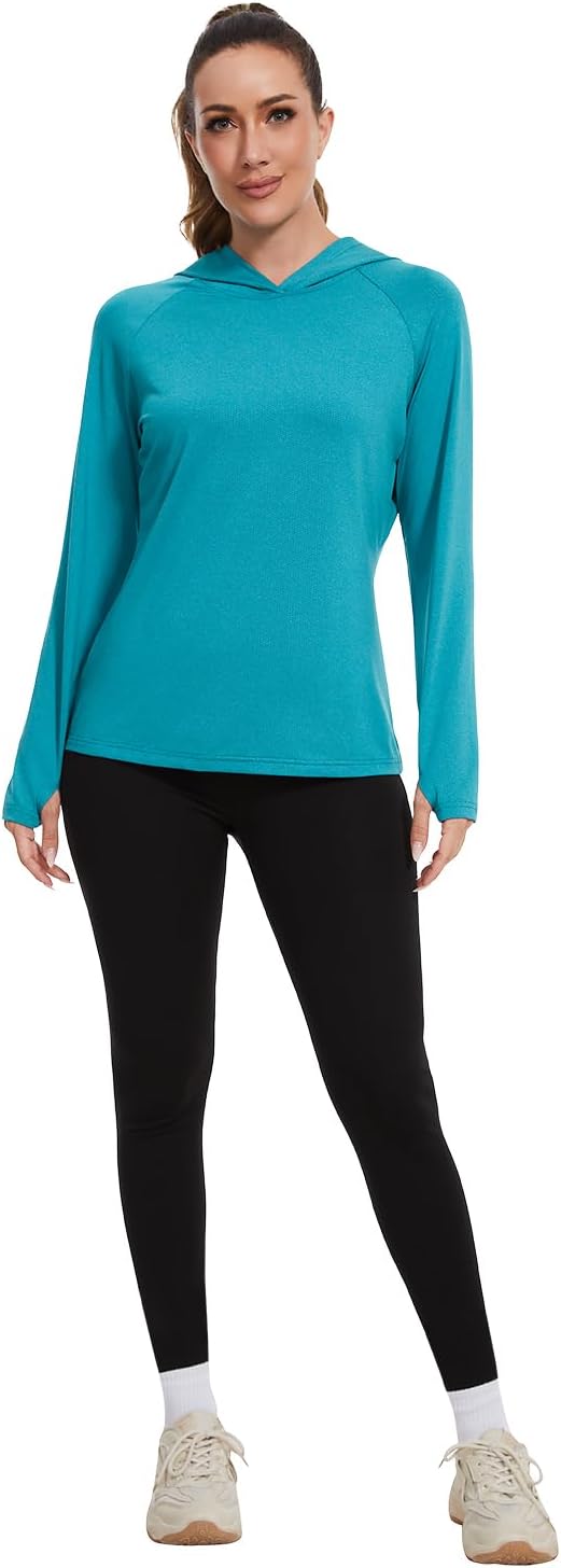 Femdouce 3 Pack UPF 50+ Sun Protection Hoodie for Women Athletic Long Sleeve Hoodie Shirt Lightweight with Thumb Hole - Image 4
