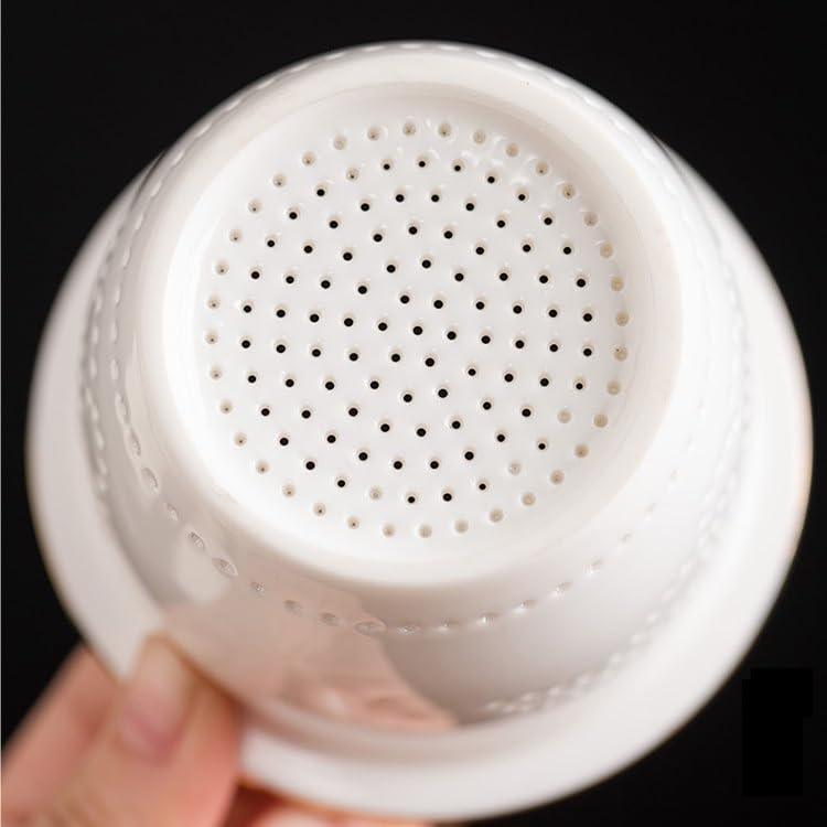 Tasse à thé Tasse à eau en porcelaine de jade avec doublure filtrante, tasse de bureau avec couvercle Récipient de trempage