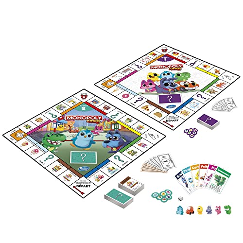 Hasbro Gaming Jeu de société Monopoly Junior, plateau de jeu recto-verso, 2 jeux en 1, jeu Monopoly pour jeunes enfants ; jeux pour enfants, jeux juniors (version française) – Image 4
