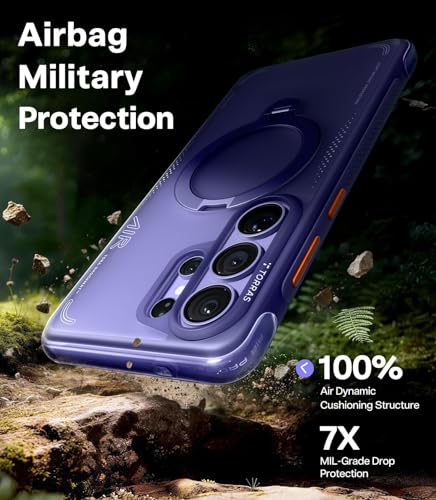 Image of TORRAS Ostand Q3 Air Original for S26 Ultra Case, 360 Magnetic Stand, MagSafe Compatible, Airbag Mil-Grade Drop Tested, Shockproof Galaxy S26 Ultra Back Cover, Violet Surge