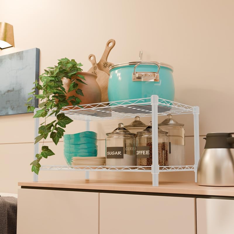 Image of 2-Shelves CounterTop Heavy Duty Steel Storage Rack | Multipurpose Shelving Unit for Kitchen, Home & Utility