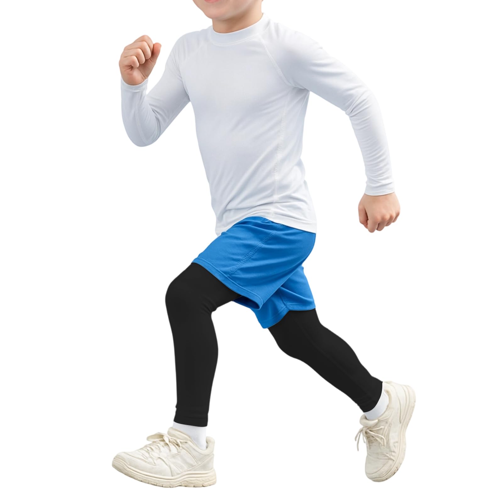 HYCOPROT Ragazzi Pantaloni Compression Leggings per Bambino Traspirante Sportivo ad Base Layer Pantaloncino Asciugatura Rapida per Corsa Calcio Pallacanestro