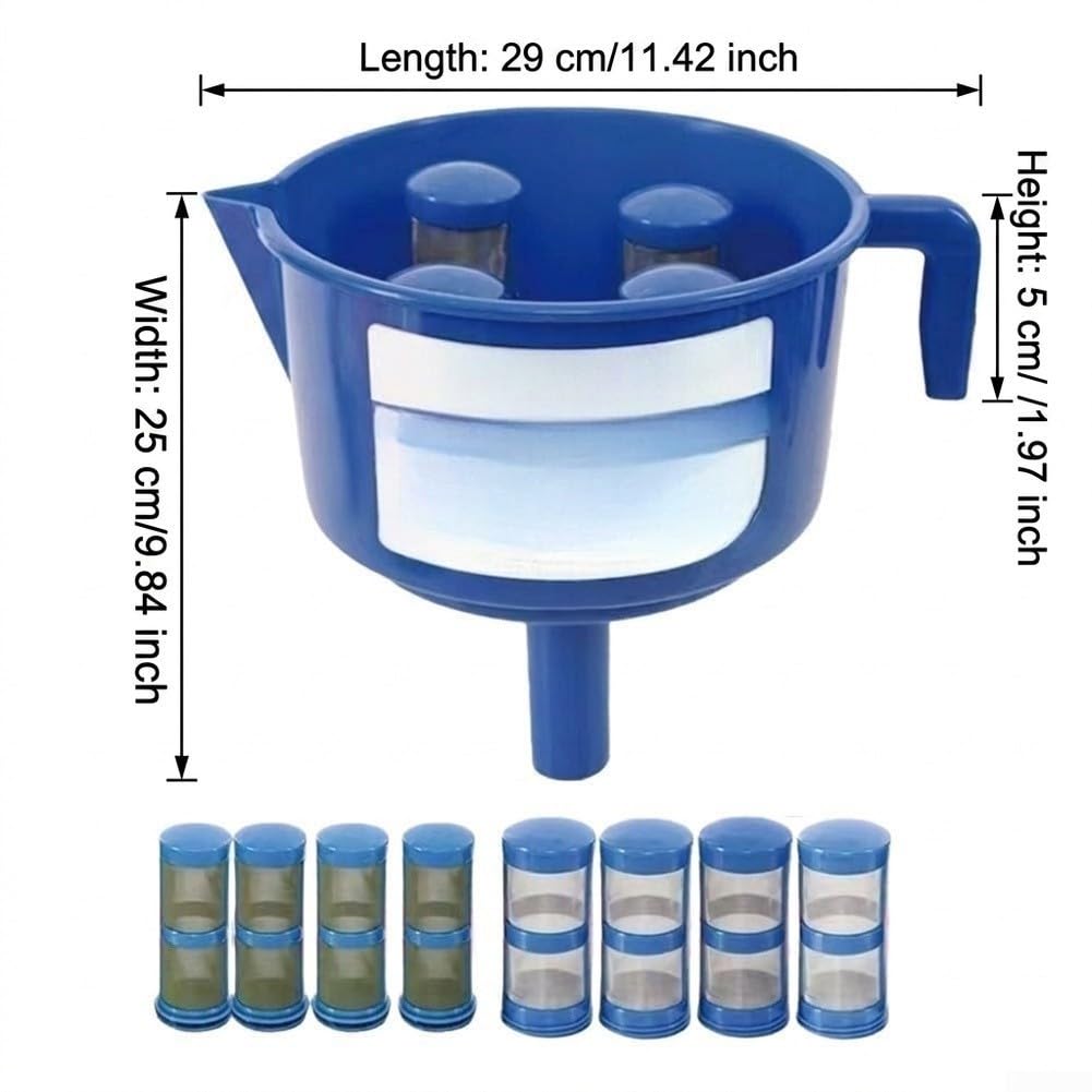 Strumento separatore di olio a imbuto con 4 elementi di filtraggio a doppio strato per filtro, sistema di lucidatura portatile in plastica antiruggine 12