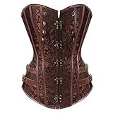 Women's Steampunk Rock Corset Bustier Gothic Waist Cincher Bustier Lingerie 5X-Large Brown