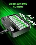 EBL 8 Slot Smart PD20W Charger with 8 AA 2800 mAh Rechargeable Batteries, USB-C/USB-A, Auto-DV Overcharge/Short/Reverse Protection for AA/AAA NiMH NiCd 9V Li-ion
