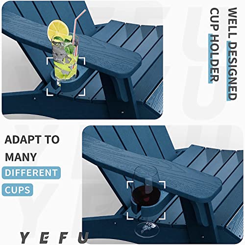 image for YEFU Oversized Adirondack Chair with Cup-Holder,Plastic Outdoor Fire P
