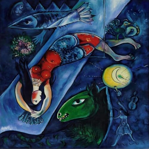 Lienzo abstracto Marc Chagall The Blue Circus póster artístico 58x58cm para decoración mural