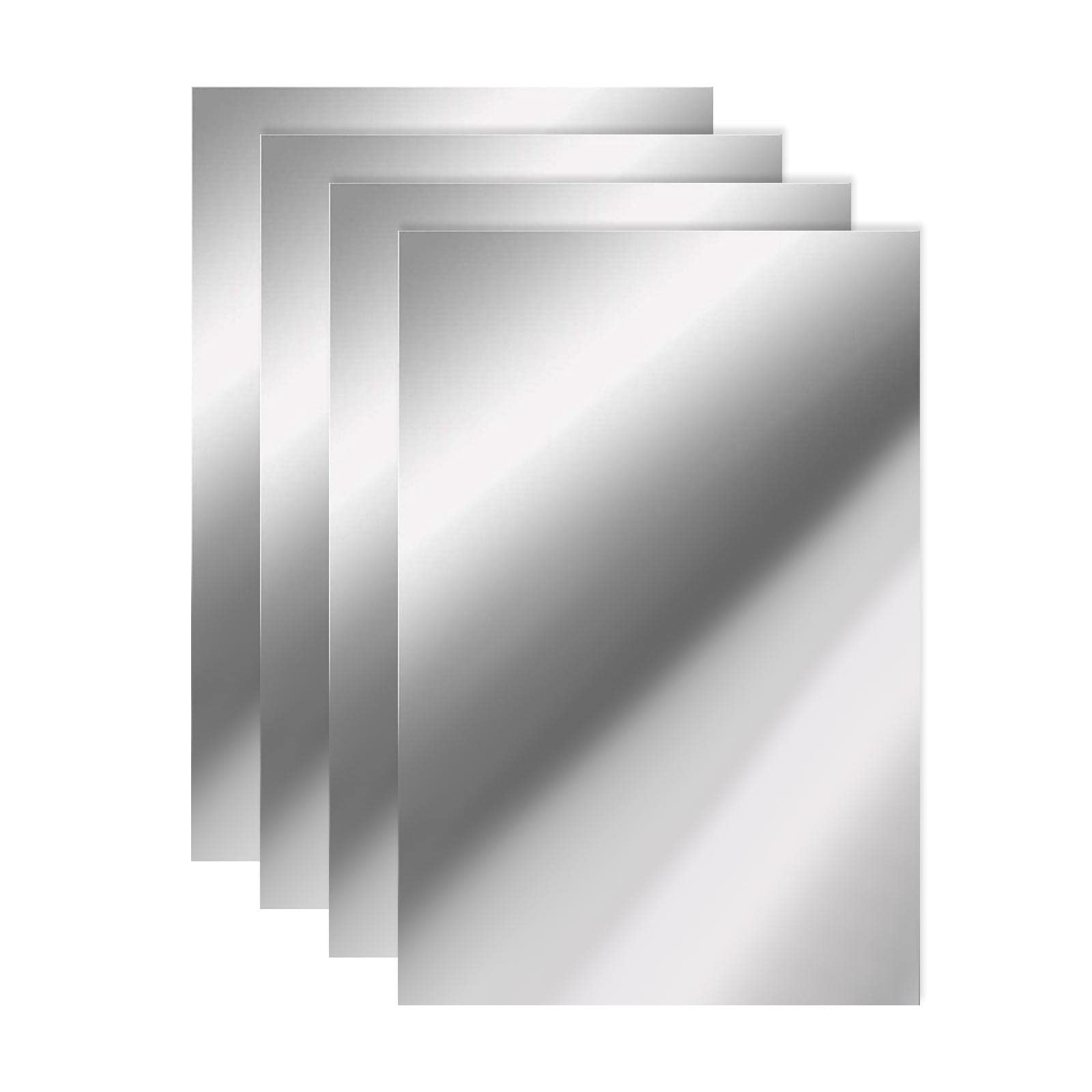 SKKWJEGE 4 Pieces Wall Stickers Mirror Wall Mirror Tiles Sticky for Background Gym 20 cmx30 cm, Silver, 20x30 cm