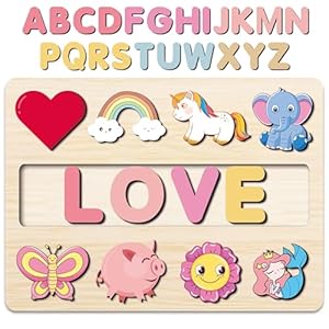 Personalized Name Puzzle for Kids，Baby Easter Gifts，Montessori Learning Toys，Personalized Baby Gifts，1-3 Year Old Birthday Gifts for Girls Boys，Wooden Toddler Puzzles
