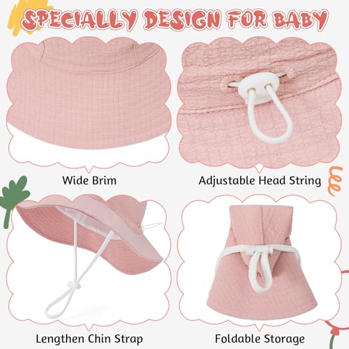 Century Star Seersucker Hats Baby Girls Sun Hats UPF 50+ for Infant Kids Toddler Adjustable Summer Beach Cap3
