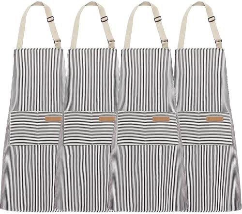 La mejor comparación de Delantales , listamos los 10 mejores. 46 4 Piezas Delantales para Mujeres Hombres Barbacoa Chef Cocina Delantal de Cocina Ajustable con Bolsillos para Parrilla Unisex Hornear Pintura Arte Estilista Lavavajillas (gris)