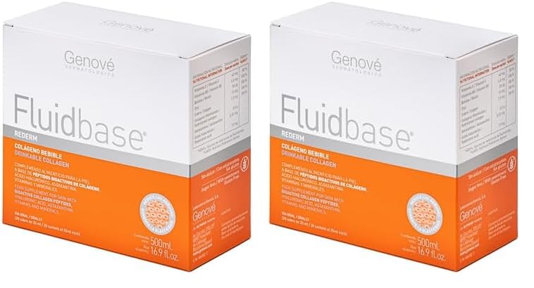Fluidbase Rederm | Colágeno Bebible | Antiaging | Combate el Envejecimiento Cutaneo | Estimula la Síntesis de colágeno y elastina | 20 sobres (Paquete de 2)