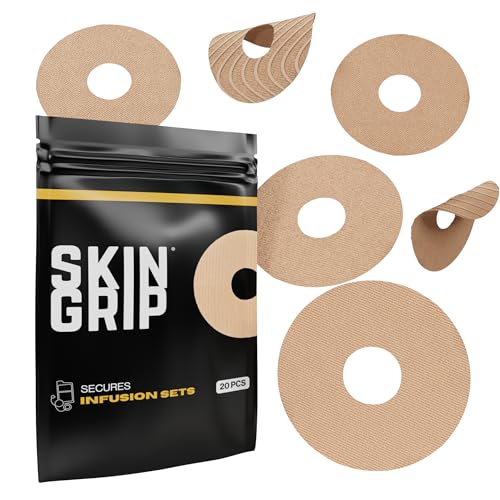 Image of Skin Grip Universal Adhesive Patches for CGM and Insulin Pumps with Cutout (20-Pack), 0.8-Inch Hole, Waterproof & Sweatproof for 10-14 Days, Glucose Monitor Patch, Diabetic Sensor Cover, Tan