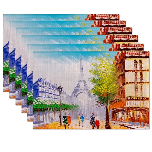 Lot de 6 sets de table antidérapants résistants à la chaleur lavables pour fête, cuisine, salle à manger, décoration d'intérieur et d'extérieur Motif...