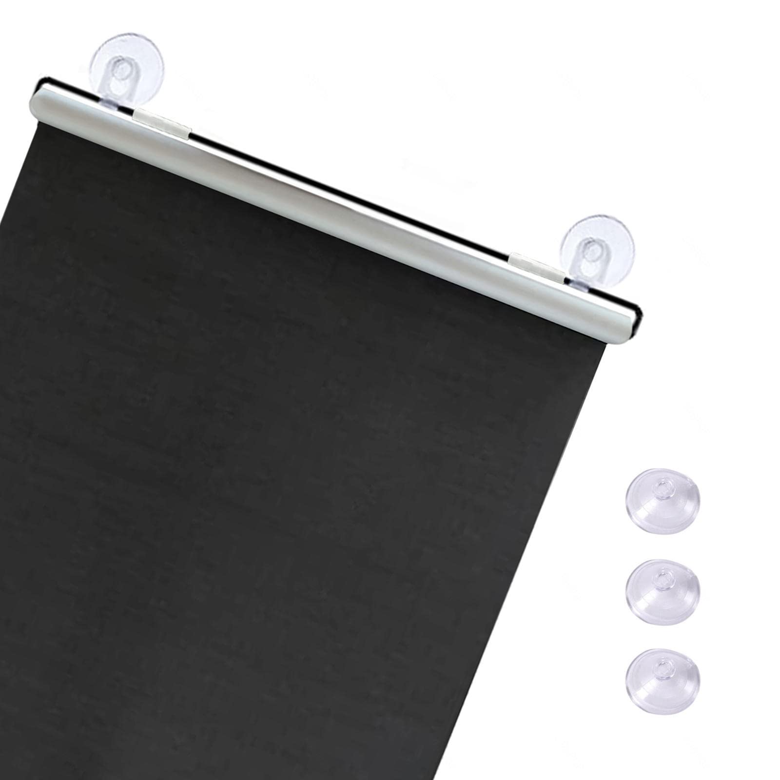 DECAKE Blackout Roller Blinds with Suction Cups,Thermal Shades,Temporary Privacy Blinds,Retractable Portable Curtains,Indoor Screens,Opaque,Black-45x125cm/18x49in