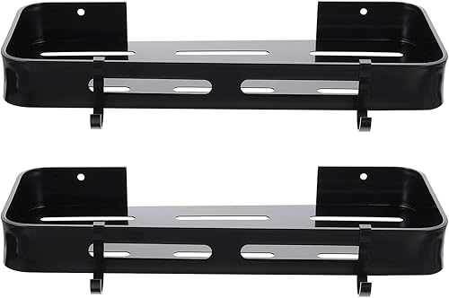 Estante flotante de baño: 2 piezas montado en la pared, no perforado, soporte adhesivo de metal para estanterías decorativas de almacenamiento para