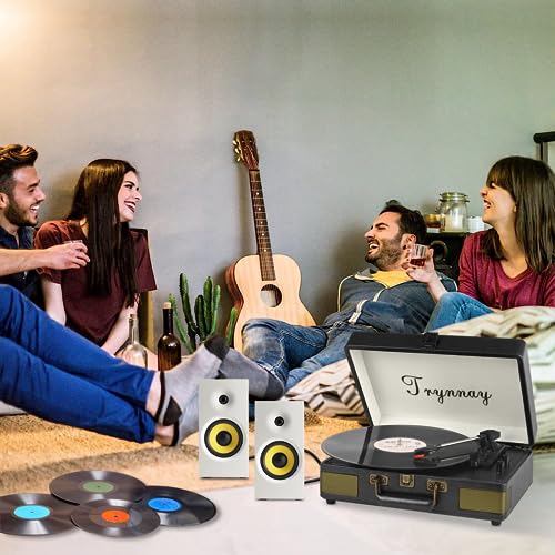 Trynnay Tourne-Disque Bluetooth à 3 Vitesses – Lecteur Portable en Vinyle avec Haut-parleurs intégrés – Tourne-Disque – Son Audio amélioré Noir Vintage - Les Beatles, Paul McCartney, John Lennon, RIngo Starr, George Harrison Trynnay Tourne-Disque Bluetooth à 3 Vitesses - Lecteur Portable en Vinyle avec Haut-parleurs intégrés - Tourne-Disque - Son Audio amélioré Noir Vintage – Image 7