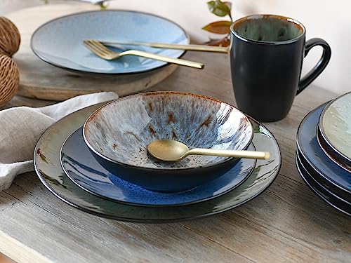 Foto von CreaTable, 23629, Serie BALI - Reaktivglasuren, 16-teiliges Geschirrset, Kombiservice aus Steinzeug, spülmaschinen- und mikrowellengeeignet, Qualitätsproduktion