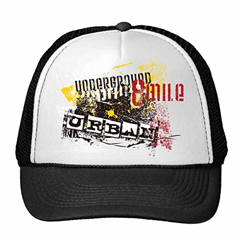Casquette de camionneur nylon pour enfants motif graffiti street art orange et noir