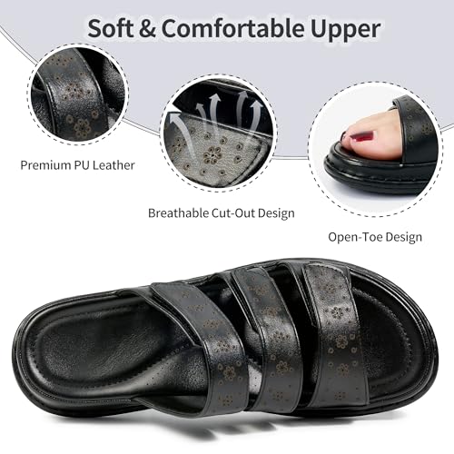 Sandalias cómodas para mujer con soporte de arco ajustable y puntera abierta 5