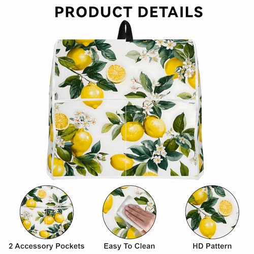 Image of Kitchen Dust Cover Compatible with 4.5 5 6 8 quart Stand Mixer, Kitchen Appliance Protective Covers with Top Handle and Pocket (Fresh Lemon Garden, For All 6-8 qt Mixer)