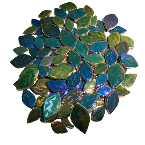 Carreaux de mosaïque en céramique de 500 g de feuilles irisées aléatoires, pour loisirs créatifs, pots de fleurs, vases, tasses, décoration de jardin...