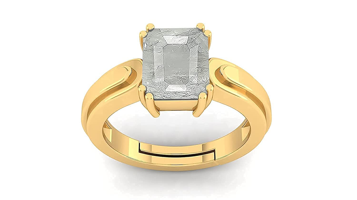 12.25 Ratti / 11.40 Carat AA++ Quality Certified Ashtadhatu Adjaistaible Gold Ring Unheated Natural White Sapphire Pukhraj Loose Gemstone-image-47