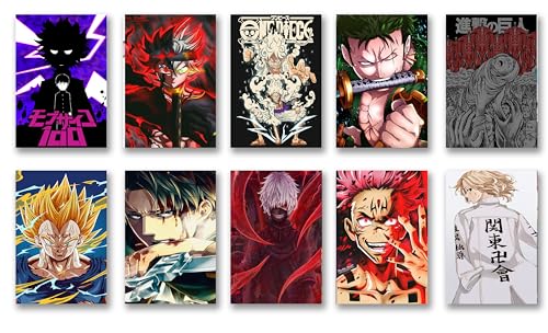 Image of VEENSHI Set of 20 Mix Anime Wall Posters | Wall Poster of Anime | 300 GSM Thick Poster of Anime | 12x8 inch