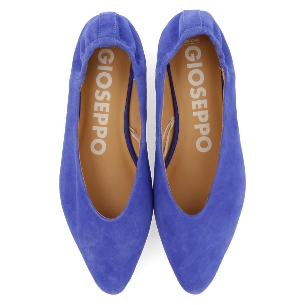 Ballerine in Pelle Blu con Punta Sottile E Tacco Arruffato per Donna GAGEAC