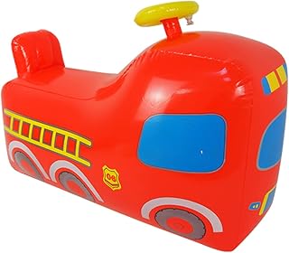 ibasenice Kids Toys Outdoor Toys Inflatable Fire Truck Toy Ride on Bouncy Toy Kids Inflatable Tumbler Toy Blow Up Hopping Toy for Birthday Gift Boys Girls 1-4 Years Old Kids Toys Outdoor Toys