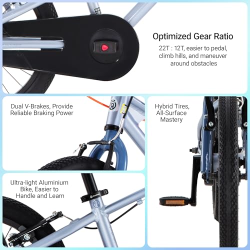 Image of RoyalBaby EZ-Pro Kids Bike, Lightweight Aluminum 2-in-1 Balance to Pedal Bike with One-Key Switch, 14 16 18 20 Inch for Age 3-10 Years
