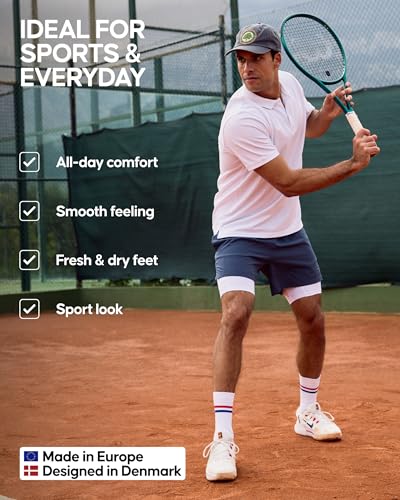 DANISH ENDURANCE Athletic Tennis Socks for Women & Men, Performance Socks, Crew Length, Breathable, 3 or 6-Pack3