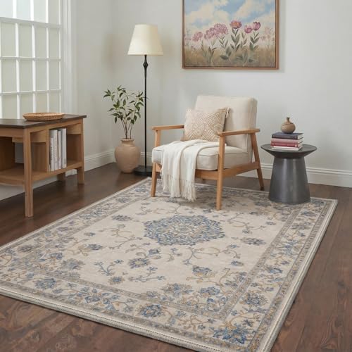 Alfombra de área GENIMO 5x7 Boho vintage lavable miniatura 3